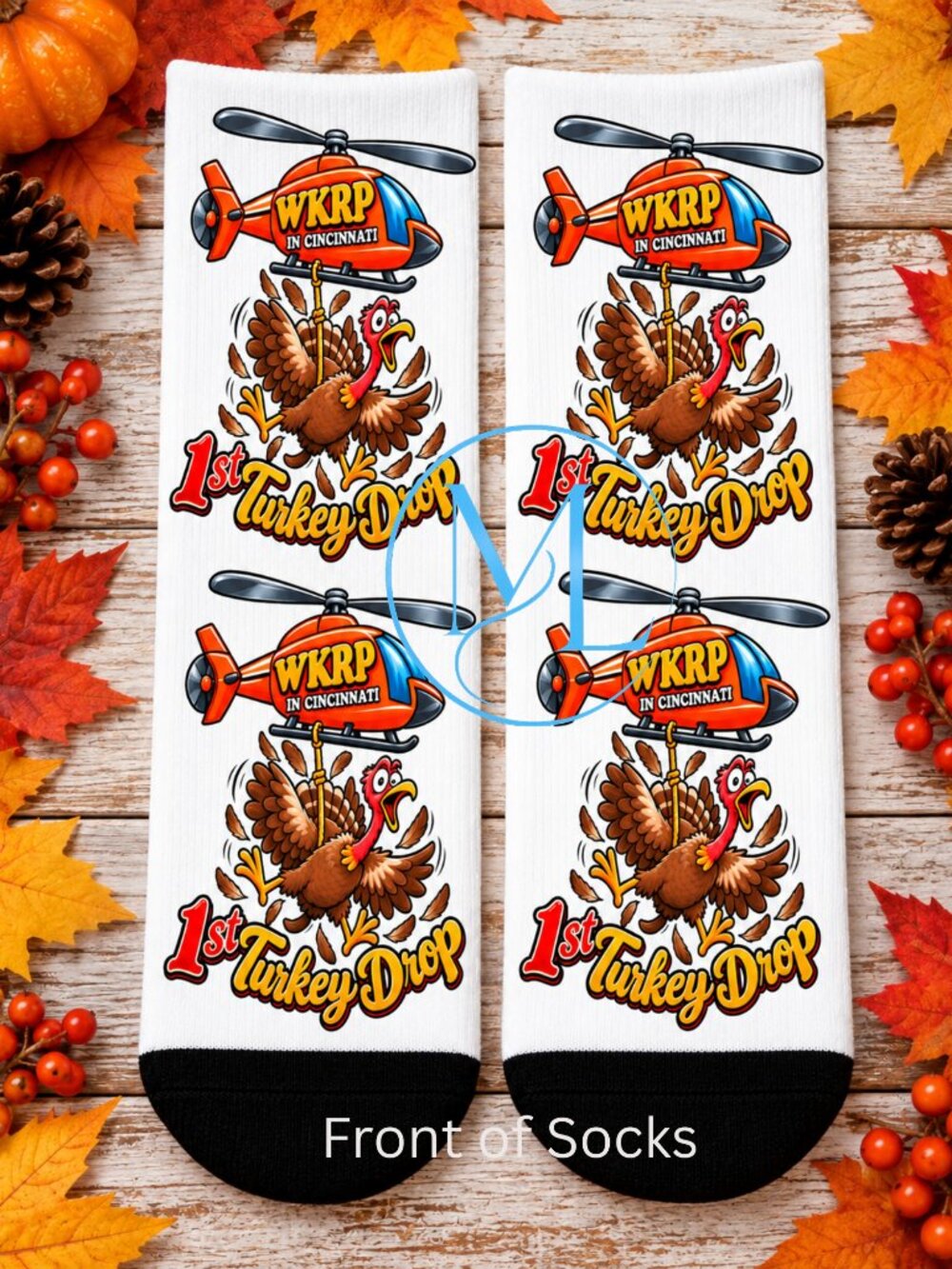 WKRP 1st Turkey Drop Ankle Socks